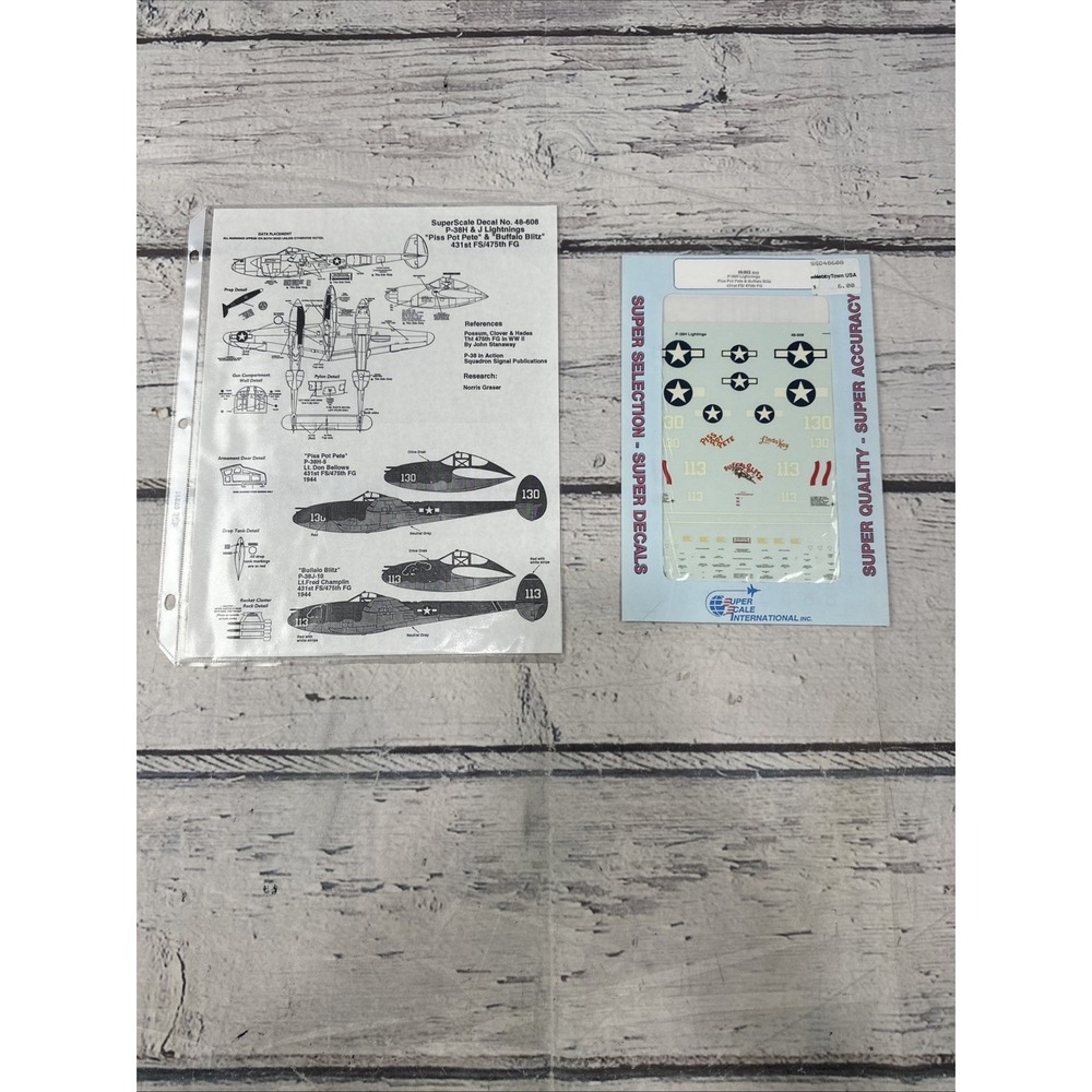 Superscale Decals 48608 1/48 Scale P-38H Lightnings Piss Pot Pete & Buffalo Blt